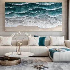 Hand painted 3D Textured Painting on Canvas handmade oil painting ocean Painting Sea Wave Painting artwork Wall Art painting Morden Art for Bedroom Wall Decor Fashion Art
