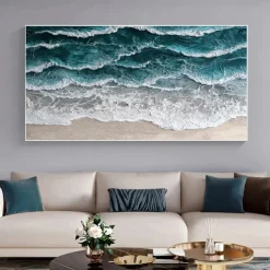 Hand painted 3D Textured Painting on Canvas handmade oil painting ocean Painting Sea Wave Painting artwork Wall Art painting Morden Art for Bedroom Wall Decor Fashion Art