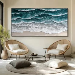 Hand painted 3D Textured Painting on Canvas handmade oil painting ocean Painting Sea Wave Painting artwork Wall Art painting Morden Art for Bedroom Wall Decor Fashion Art