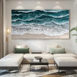 Hand painted 3D Textured Painting on Canvas handmade oil painting ocean Painting Sea Wave Painting artwork Wall Art painting Morden Art for Bedroom Wall Decor Fashion Art