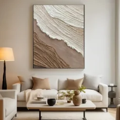 Hand painted 3D Textured Painting on Canvas handmade oil Painting Brown Sea Wave Painting artwork Wall Art painting Morden Art Bedroom Wall Decor Fashion Art