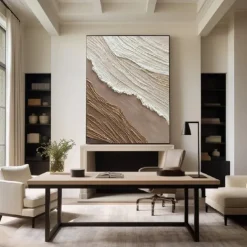 Hand painted 3D Textured Painting on Canvas handmade oil Painting Brown Sea Wave Painting artwork Wall Art painting Morden Art Bedroom Wall Decor Fashion Art