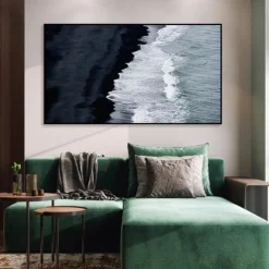 Hand painted 3D Textured Painting on Canvas handmade Blue ocean oil painting Minimalist Painting Sea Wave Painting Wabi-Sabi artwork Wall Art painting Morden Art Bedroom Wall Decor Fashion Art
