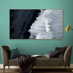 Hand painted 3D Textured Painting on Canvas handmade Blue ocean oil painting Minimalist Painting Sea Wave Painting Wabi-Sabi artwork Wall Art painting Morden Art Bedroom Wall Decor Fashion Art
