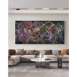 Hand Painted Jackson Pollock Canvas Bright Colorful Living Room Modern Wall Decor Abstract Art Mother's Day Gift Home Decor No Frame
