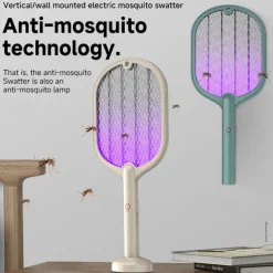 Handheld Electric Mosquito Swatter – Rechargeable Fly Zapper Racket for Indoor Household Insect Control