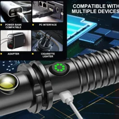 Handheld Flashlight Dual-Light Flashlight with COB Sidelight - USB Rechargeable, 6H Runtime, ABS Lightweight Body for Home, Camping & Emergencies