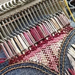 Handheld Weaving Loom - Portable Tapestry Repair Tool for Clothes & Jeans, Light Grey