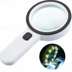 Handheld 10X Illuminated Magnifier Microscope Magnifying Glass Aid Reading for Seniors loupe Jewelry Repair Tool With LED