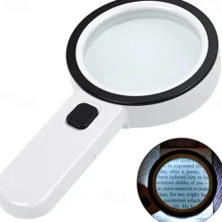 Handheld 10X Illuminated Magnifier Microscope Magnifying Glass Aid Reading for Seniors loupe Jewelry Repair Tool With LED
