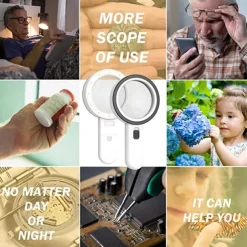 Handheld 10X Illuminated Magnifier Microscope Magnifying Glass Aid Reading for Seniors loupe Jewelry Repair Tool With LED