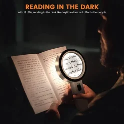 Handheld 10X Illuminated Magnifier Microscope Magnifying Glass Aid Reading for Seniors loupe Jewelry Repair Tool With LED