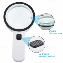 Handheld 10X Illuminated Magnifier Microscope Magnifying Glass Aid Reading for Seniors loupe Jewelry Repair Tool With LED