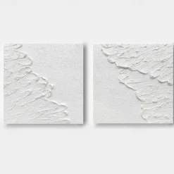 Handmade 3D White Oil Painting on Canvas Large hand painted Abstract Textured Palette Knife Boho oil painting Wall Art Custom Contemporary Minimalist artwork for Living Room bedroom home Decor