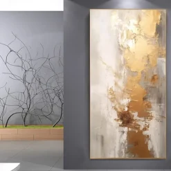 Handmade Oil Painting Canvas Wall Art Decoration Modern Abstract Golden Texture for Home Decor Rolled Frameless Unstretched Painting