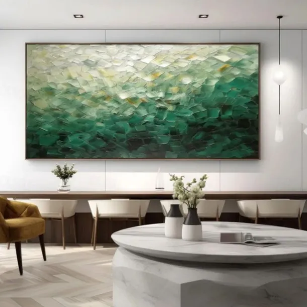 Handmade Oil Painting Canvas Wall Art Decoration Contemporary Green Abstract for Home Decor Rolled Frameless Unstretched Painting