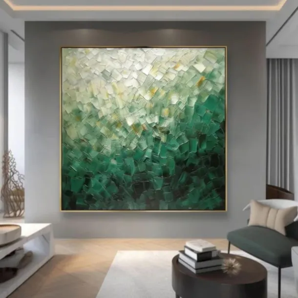 Handmade Oil Painting Canvas Wall Art Decoration Contemporary Green Abstract for Home Decor Rolled Frameless Unstretched Painting