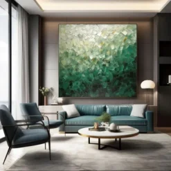 Handmade Oil Painting Canvas Wall Art Decoration Contemporary Green Abstract for Home Decor Rolled Frameless Unstretched Painting