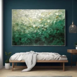 Handmade Oil Painting Canvas Wall Art Decoration Contemporary Green Abstract for Home Decor Rolled Frameless Unstretched Painting
