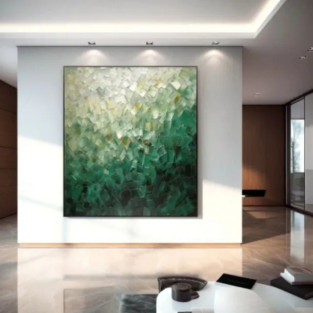 Handmade Oil Painting Canvas Wall Art Decoration Contemporary Green Abstract for Home Decor Rolled Frameless Unstretched Painting