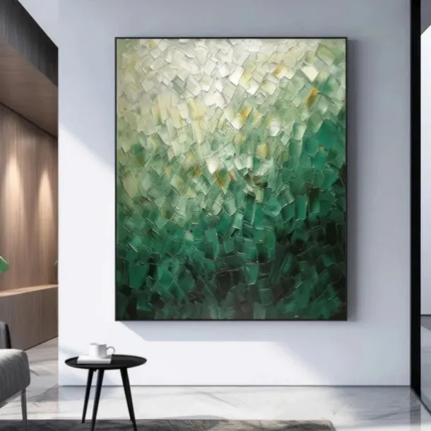 Handmade Oil Painting Canvas Wall Art Decoration Contemporary Green Abstract for Home Decor Rolled Frameless Unstretched Painting