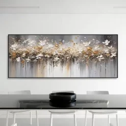 Handmade Oil Painting Canvas Wall Art Decoration Abstract F lowers Horizontal Bed Decoration Painting for Bedroom for Home Decor Rolled Frameless Unstretched Painting