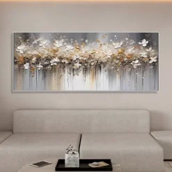 Handmade Oil Painting Canvas Wall Art Decoration Abstract F lowers Horizontal Bed Decoration Painting for Bedroom for Home Decor Rolled Frameless Unstretched Painting