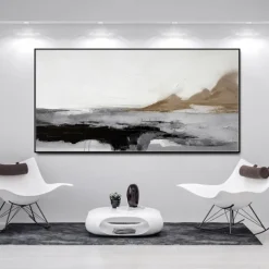 Handmade Oil Painting Canvas Wall Art Decoration Black and White Minimalism Abstract for Home Decor Rolled Frameless Unstretched Painting