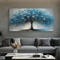 Handmade Original Tree of Life Oil Painting On Canvas Wall Abstract Tree Landscape Painting for Home Decor With Stretched Frame/Without Inner Frame Painting