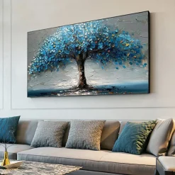 Handmade Original Tree of Life Oil Painting On Canvas Wall Abstract Tree Landscape Painting for Home Decor With Stretched Frame/Without Inner Frame Painting