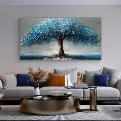 Handmade Original Tree of Life Oil Painting On Canvas Wall Abstract Tree Landscape Painting for Home Decor With Stretched Frame/Without Inner Frame Painting