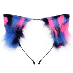 Handmade Plush Three Flower Cat Ear Headdress Cat Tail Set Simulation Animal Ear Hair Hoop Animal Tail Cartoon Exhibition Cosplay AccessoriesCosplay Props