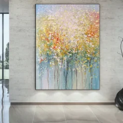 Handmate Oil PaintingCanvasWall Art DecorationAbstract Knife PaintingLandscape Yellowfor Home Decor Rolled Frameless Unstretched Painting