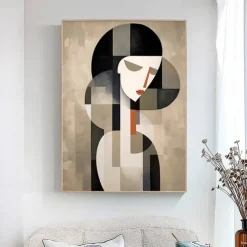 Hand-painted lady Gril abstract painting Handmade female art Abstract portrait woman beauty abstract art Home Wall Decor No Frame