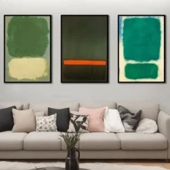 Handpainted Sky Blue Mark Rothko Canvas Painting Abstract Art Decor Modern Wall Art Contemporary Painting Home Decor Gift Stretched Frame Ready to Hang