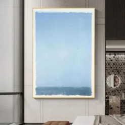 Handpainted Sky Blue Mark Rothko Canvas Painting Abstract Art Decor Modern Wall Art Contemporary Painting Home Decor Gift Stretched Frame Ready to Hang