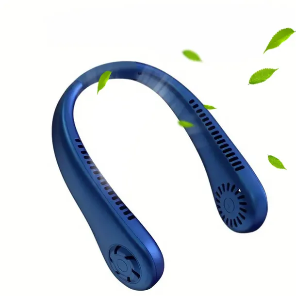 Hands-Free Hanging Neck Fan – Leafless USB Powered Portable Fan with 1200mAh Battery, Bladeless Cooling for Travel