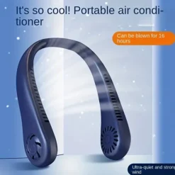 Hands-Free Hanging Neck Fan – Leafless USB Powered Portable Fan with 1200mAh Battery, Bladeless Cooling for Travel