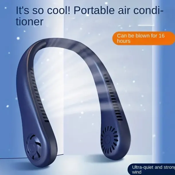 Hands-Free Hanging Neck Fan – Leafless USB Powered Portable Fan with 1200mAh Battery, Bladeless Cooling for Travel