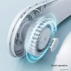 Hands-Free Hanging Neck Fan – Leafless USB Powered Portable Fan with 1200mAh Battery, Bladeless Cooling for Travel