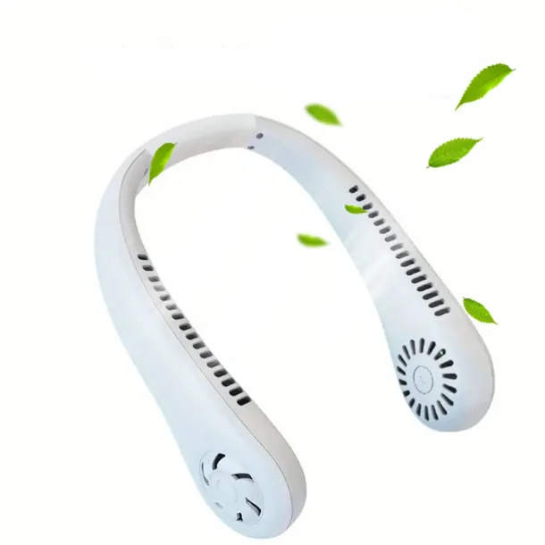 Hands-Free Hanging Neck Fan – Leafless USB Powered Portable Fan with 1200mAh Battery, Bladeless Cooling for Travel