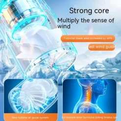 Hands-Free Neck Fan – Bladeless Wearable USB Rechargeable Fan with 360° Cooling, 3 Speeds, and Headphone-Style Design