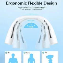 Hands-Free Neck Fan – Bladeless Wearable USB Rechargeable Fan with 360° Cooling, 3 Speeds, and Headphone-Style Design