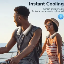 Hands-Free Neck Fan – Bladeless Wearable USB Rechargeable Fan with 360° Cooling, 3 Speeds, and Headphone-Style Design