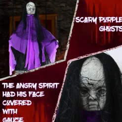 Hanging Ghost Decoration Creepy Lace Fabric Pendant for Halloween Bar and Decor for Parties Lightweight and Scary Design