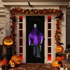 Hanging Ghost Decoration Creepy Lace Fabric Pendant for Halloween Bar and Decor for Parties Lightweight and Scary Design