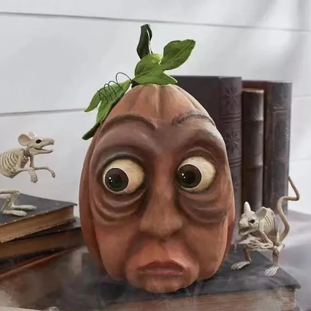 Happy Halloween Light Up Jacko Lantern Decorative Pumpkin Foam Halloween Props for Great Haunted House Halloween Decoration