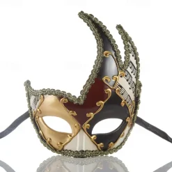 Harlequin Arlecchino Halloween Venetian Mask Columbina Carnival Mask Half Face Adults' Men's Halloween Carnival Mardi Gras Party Masquerade Carnival of Venice Easy Halloween Costumes Dress Up