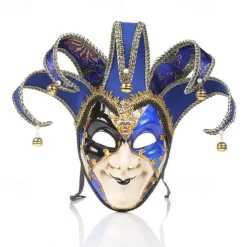 Harlequin Halloween Venetian Mask Volto Larva Carnival Mask Full Face Adults' Men's Carnival Mardi Gras Party Masquerade Carnival of Venice Easy Halloween Costumes Dress Up