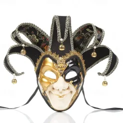 Harlequin Halloween Venetian Mask Volto Larva Carnival Mask Full Face Adults' Men's Carnival Mardi Gras Party Masquerade Carnival of Venice Easy Halloween Costumes Dress Up